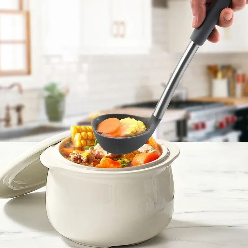 Ensemble de 12 Ustensiles de Cuisine à Base Rotative 360° — Silicone et Acier Inoxydable