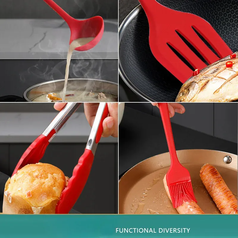 Set de 10 Ustensiles de Cuisine en Silicone Écologique et Résistant à la Chaleur