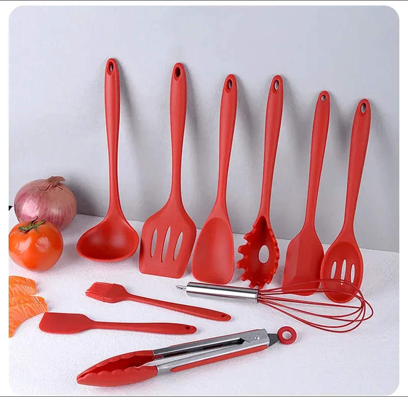 Set de 10 Ustensiles de Cuisine en Silicone Écologique et Résistant à la Chaleur