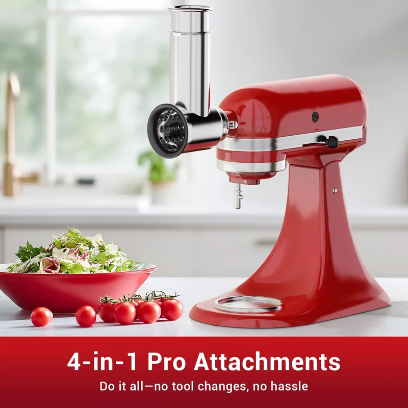 Accessoire Râpe et Trancheuse pour Robot KitchenAid — 4 Lames Inox