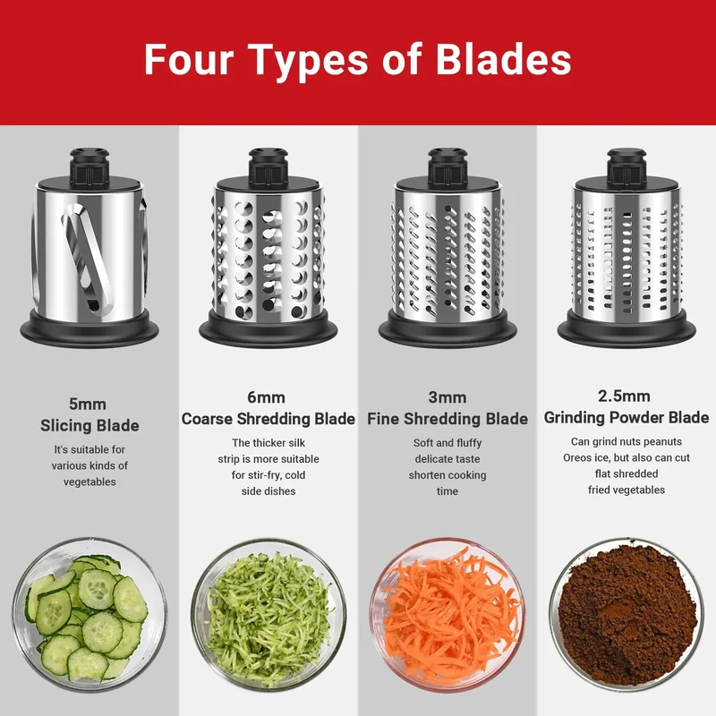 Accessoire Râpe et Trancheuse pour Robot KitchenAid — 4 Lames Inox
