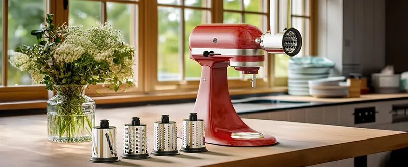 Accessoire Râpe et Trancheuse pour Robot KitchenAid — 4 Lames Inox