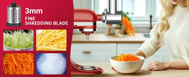 Accessoire Râpe et Trancheuse pour Robot KitchenAid — 4 Lames Inox