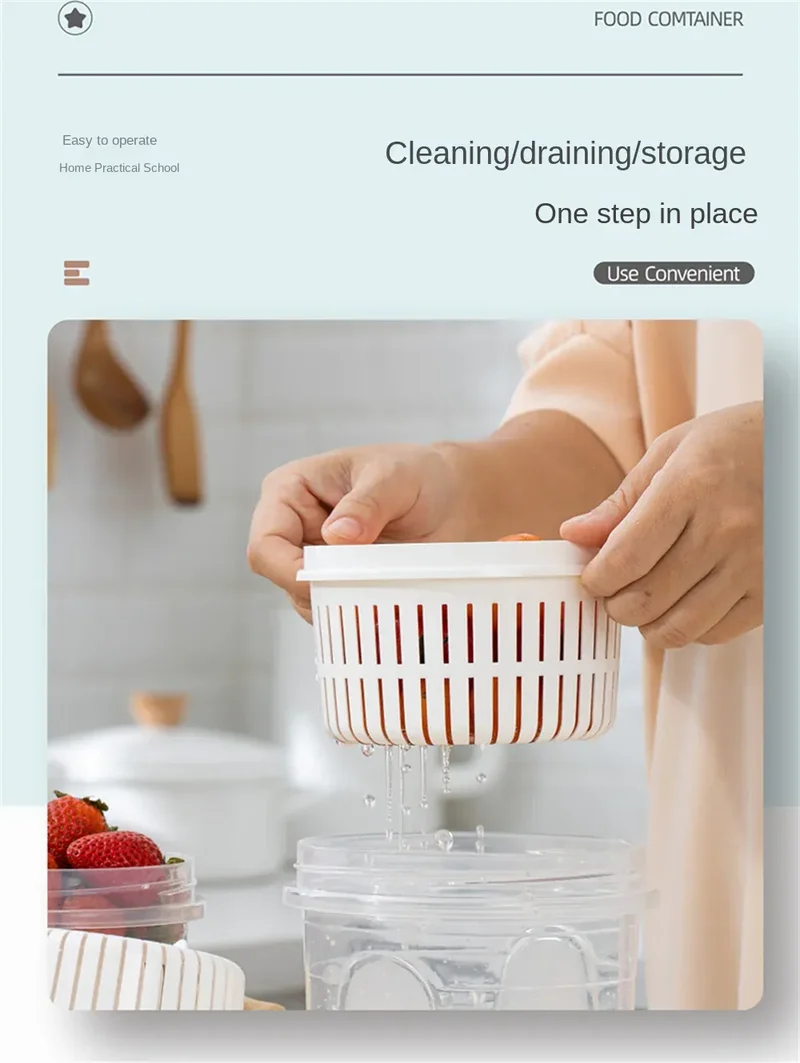 Boîte de Rangement Frigo Hermétique 700ml avec Grille Égouttoir