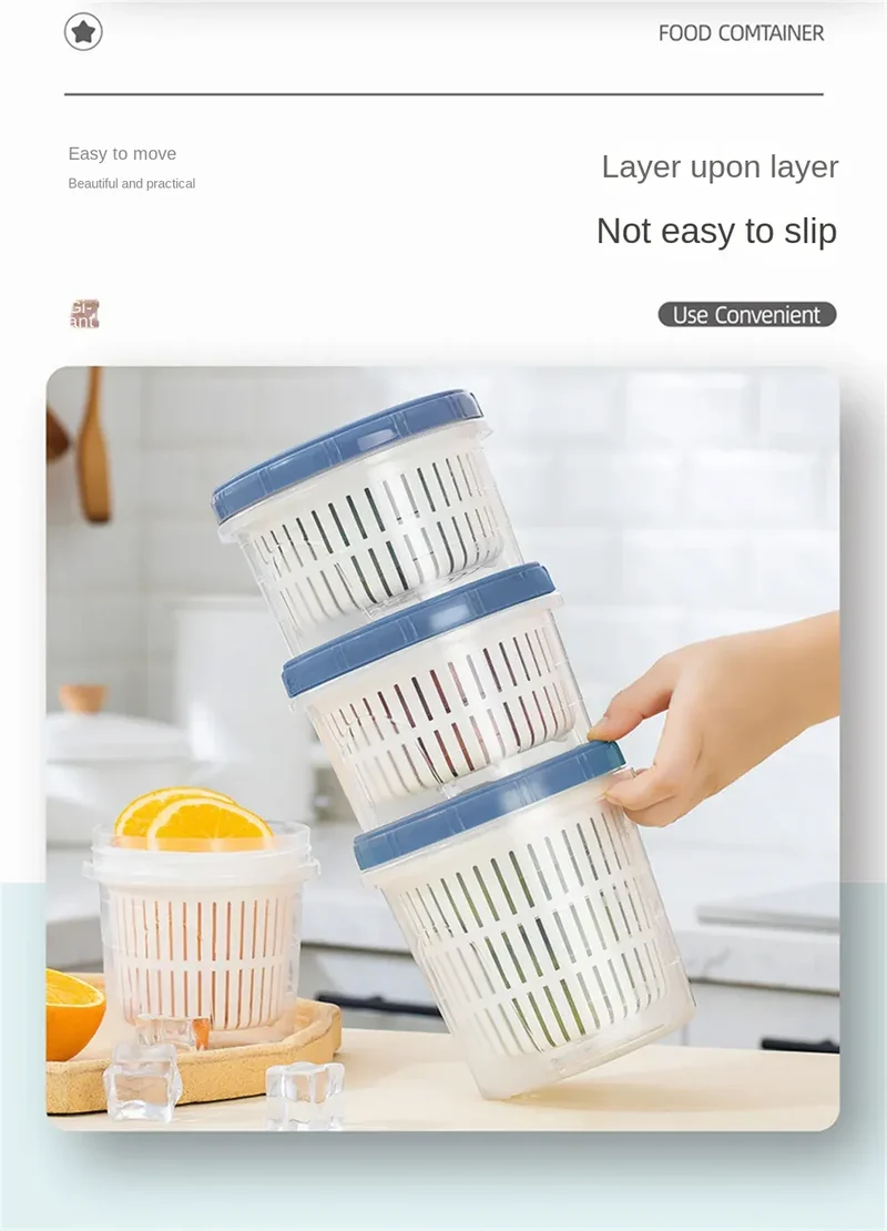 Boîte de Rangement Frigo Hermétique 700ml avec Grille Égouttoir
