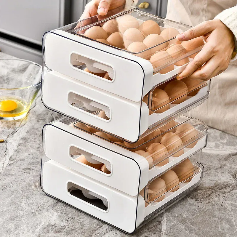 Organiseur de Rangement Frigo pour 32 Œufs | Double Couche