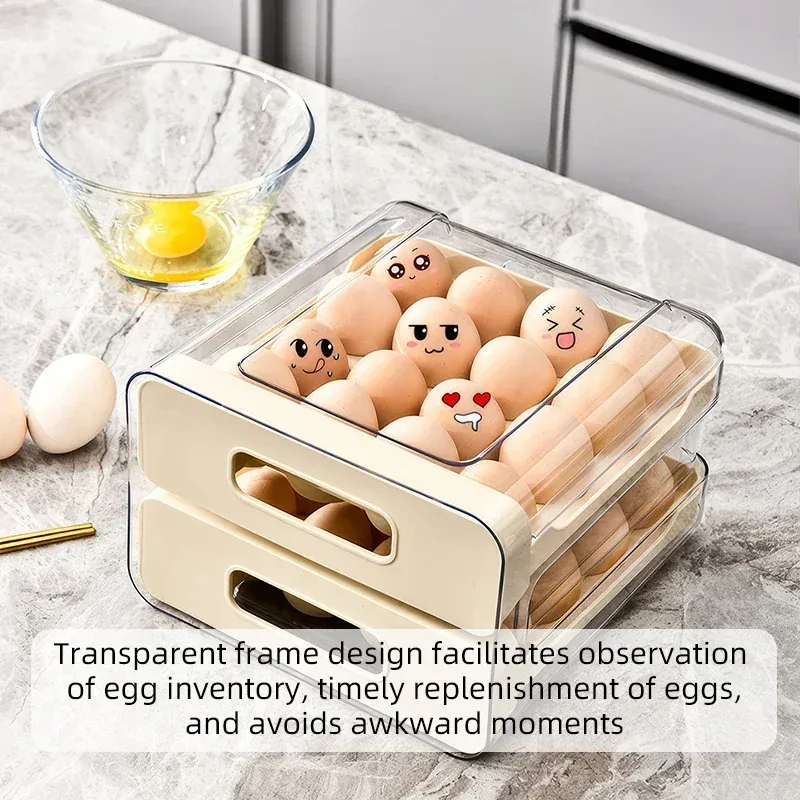 Organiseur de Rangement Frigo pour 32 Œufs | Double Couche