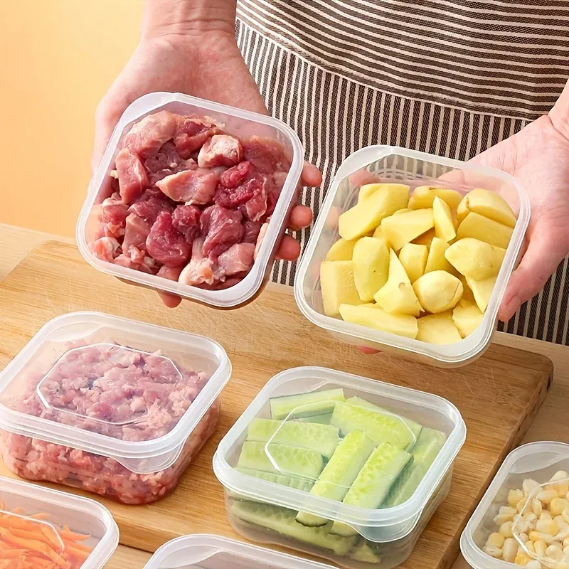 5 Boîtes de Rangement Frigo Empilables pour Viande et Légumes 1L