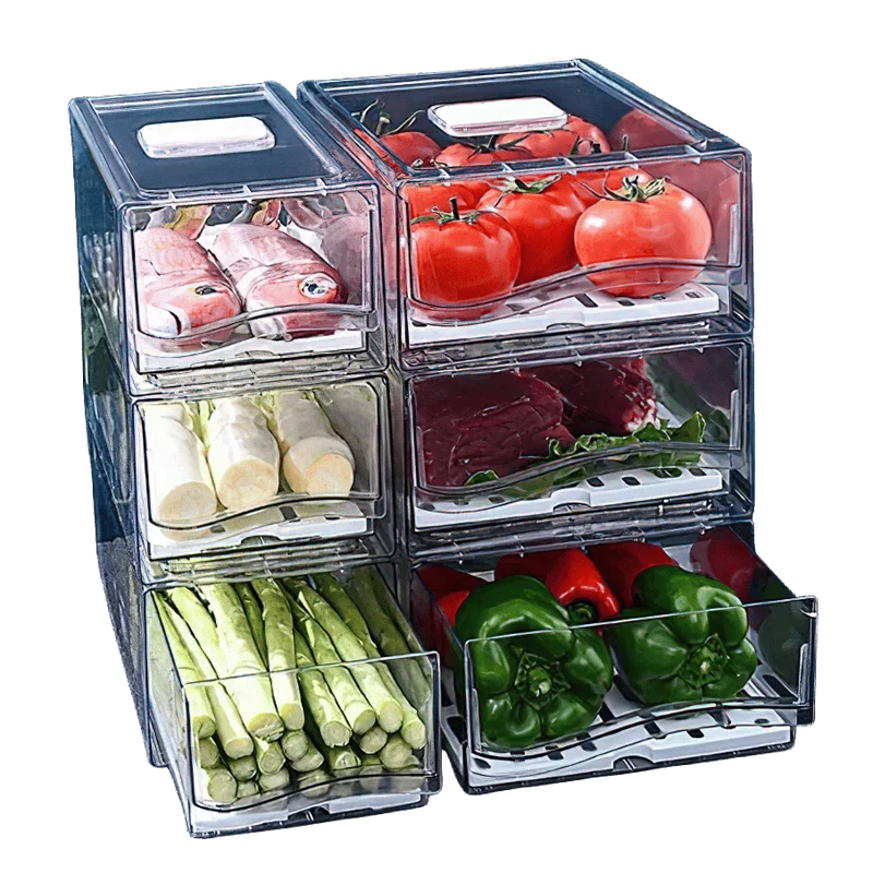 Bac de Rangement Frigo Empilable pour Légumes et Viandes 4L