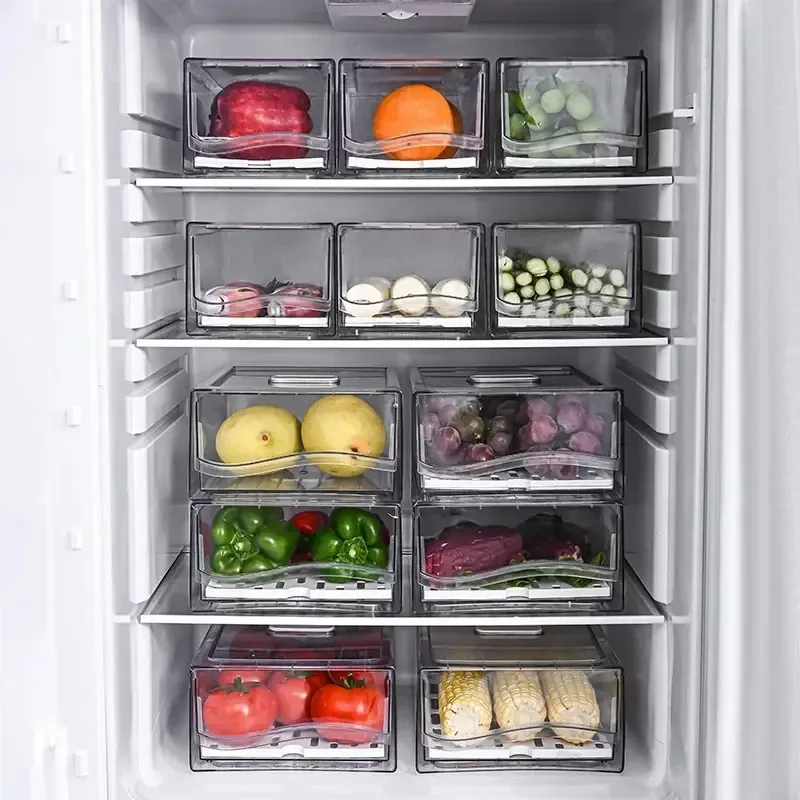 Bac de Rangement Frigo Empilable pour Légumes et Viandes 4L