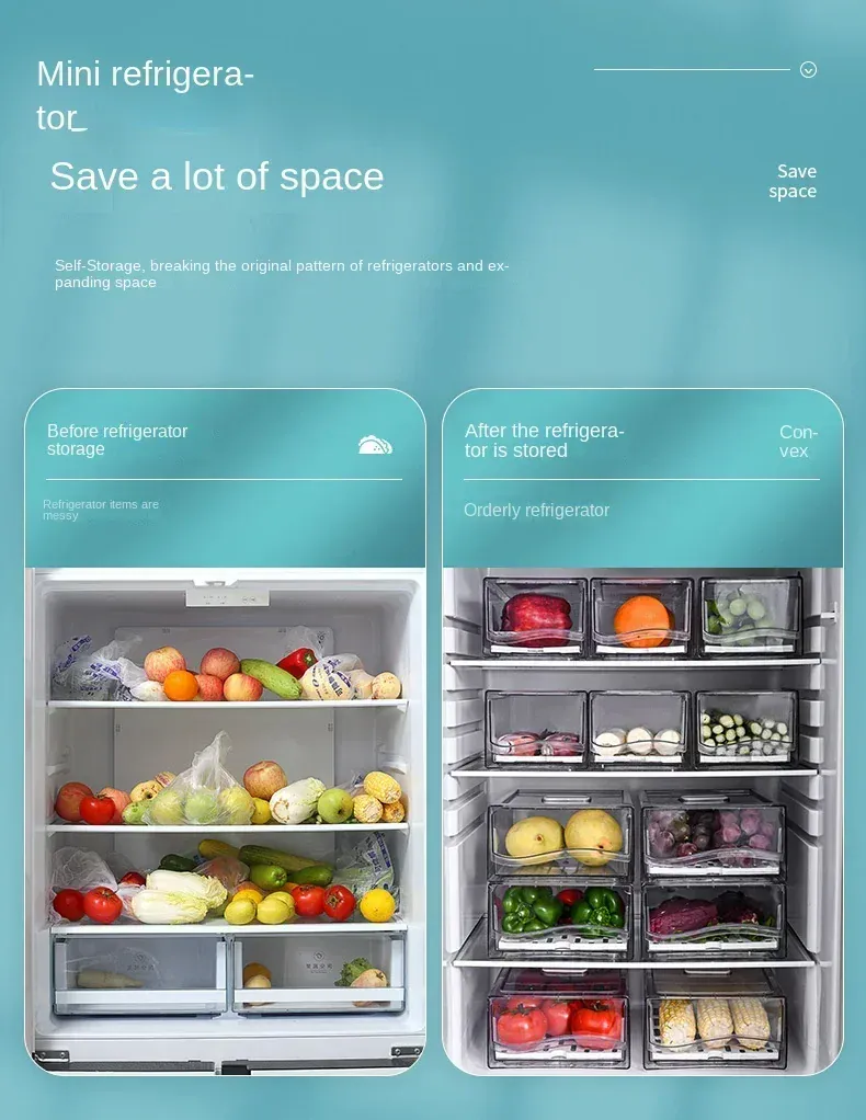 Bac de Rangement Frigo Empilable pour Légumes et Viandes 4L