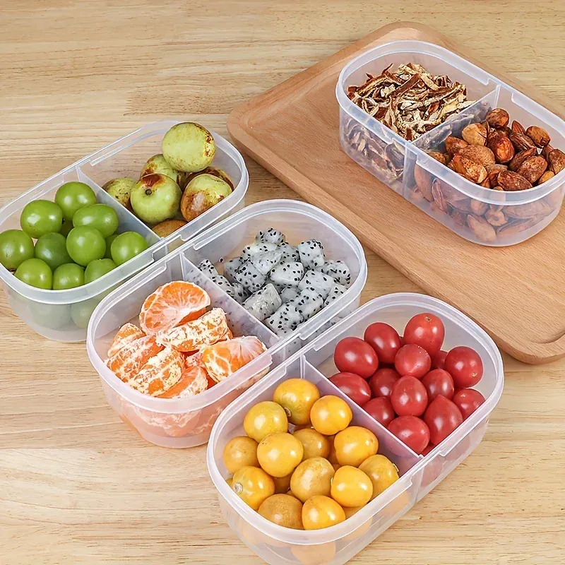 Bac de Rangement Hermétique pour Fruits et Légumes 1,5L à Double Ouverture