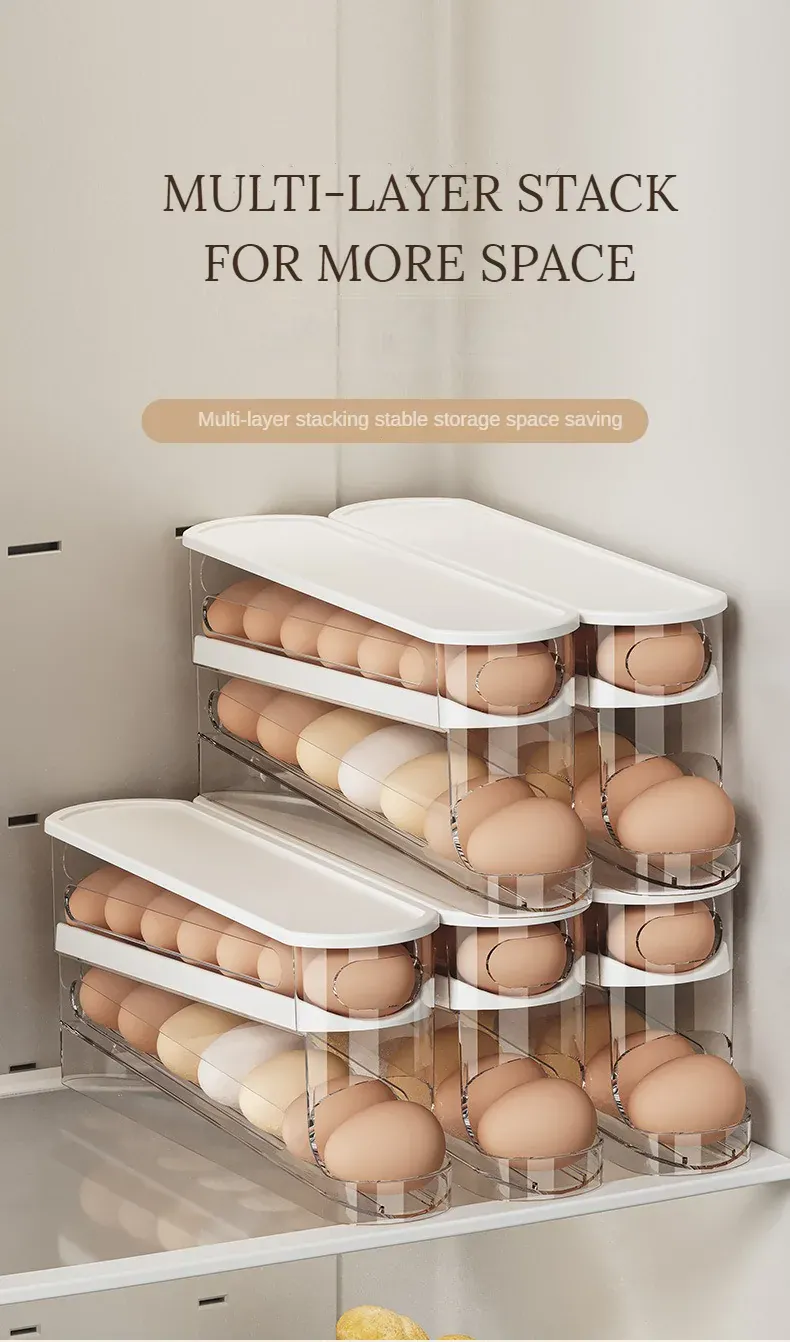 Organiseur Frigo Range-Œufs à Rouleau 12 Œufs - Empilable et Pratique