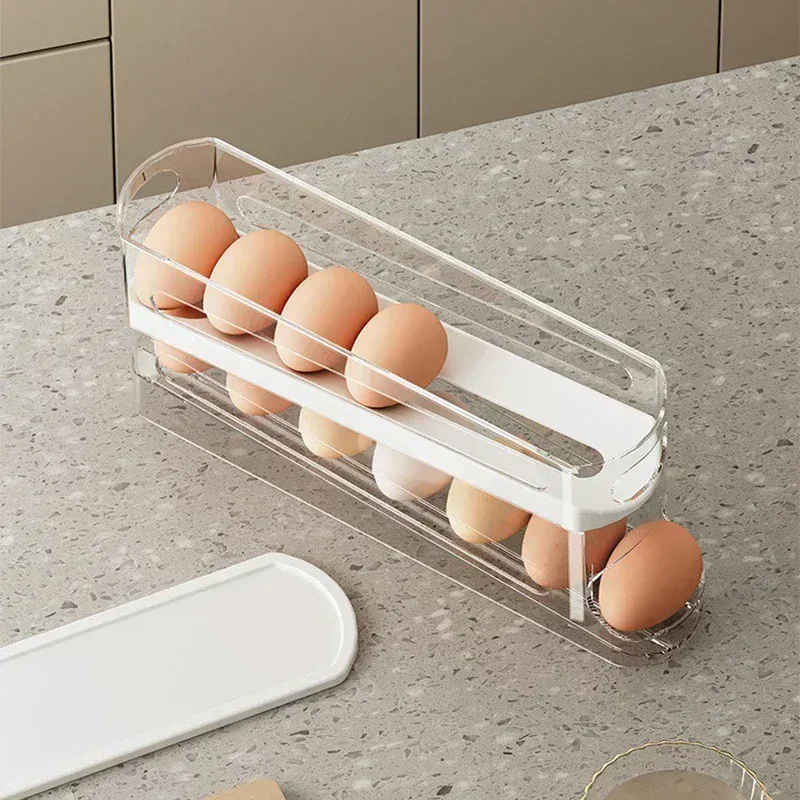 Organiseur à Œufs 2 Niveaux avec Système de Roulement pour Frigo
