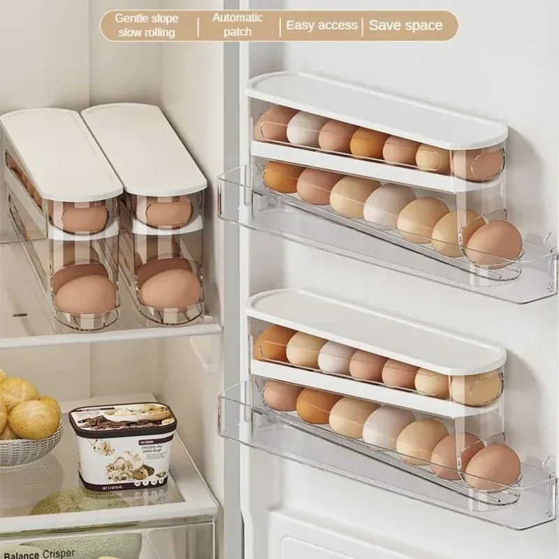 Organiseur à Œufs 2 Niveaux avec Système de Roulement pour Frigo