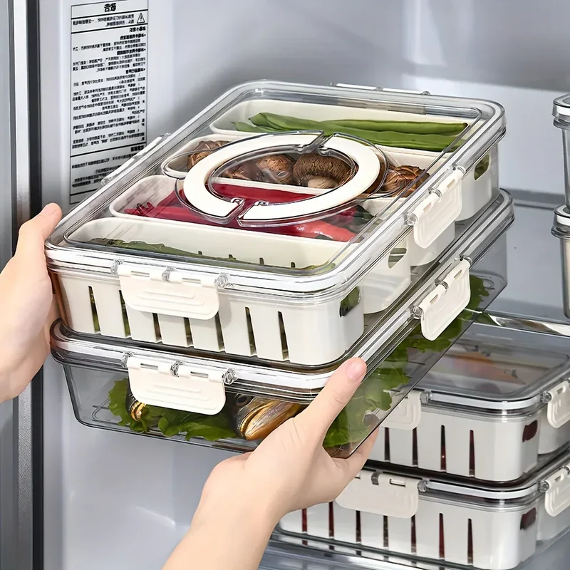 Boîte Snack Organiseur 4 Compartiments Empilable avec Couvercle