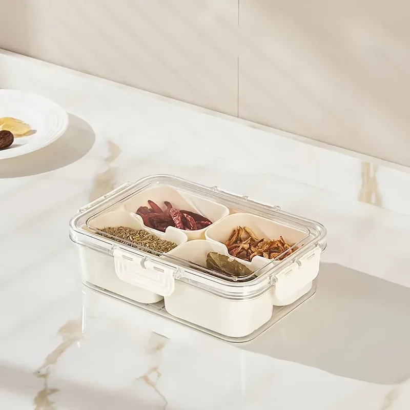 Boîte Snack Organiseur 4 Compartiments Empilable avec Couvercle