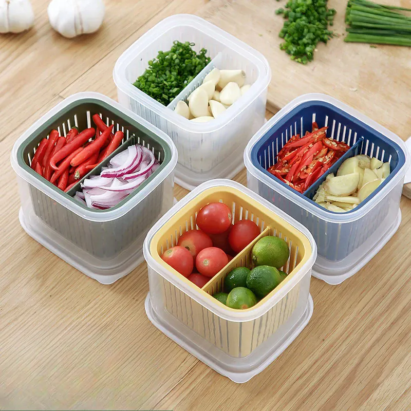 Bac de Conservation Fruits et Légumes avec Grille Égouttoir 1L