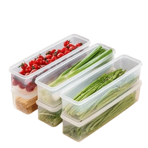 Organiseur Frigo Rectangulaire 4 Pièces en Plastique Transparent