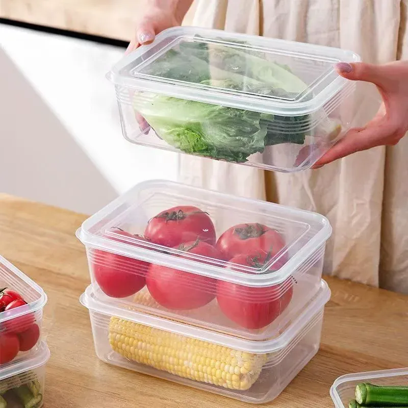 Boîte Organisateur Transparent de Conservation 5 Pièces Rangement Frigo