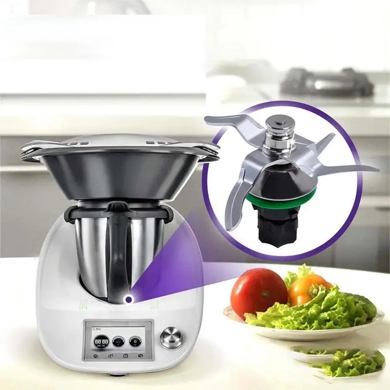 Lame Thermomix TM5 / TM6 / TM7 Inox à Base Noire – Couteau de Rechange avec Joint