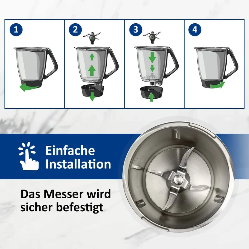 Lame Thermomix TM5 / TM6 / TM7 Inox à Base Noire – Couteau de Rechange avec Joint