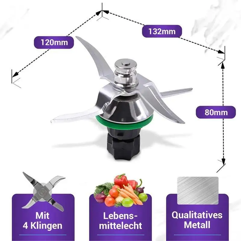 Lame Thermomix TM5 / TM6 / TM7 Inox à Base Noire – Couteau de Rechange avec Joint