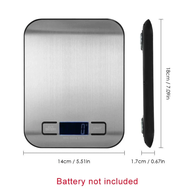 Balance de Cuisine Numérique 5kg/10KG en Acier Inoxydable - Précision 1g