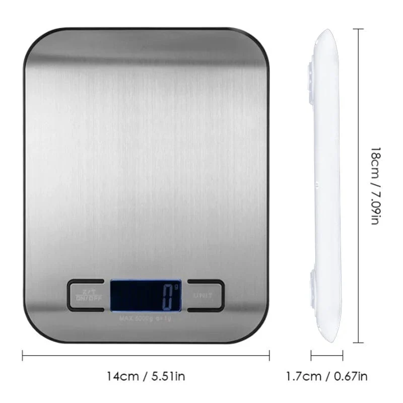 Balance de Cuisine Numérique 5kg/10KG en Acier Inoxydable - Précision 1g