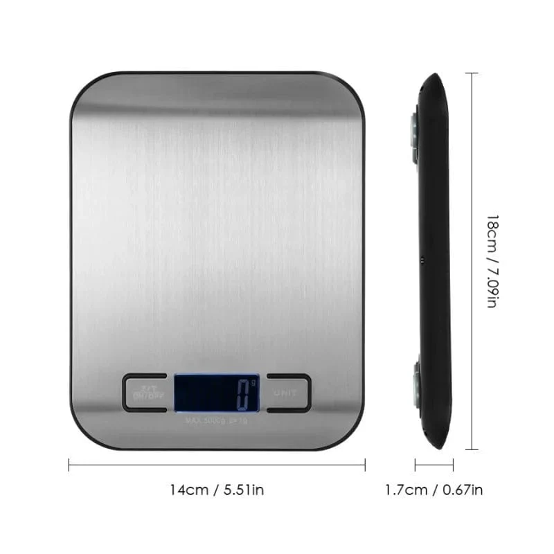 Balance de Cuisine Numérique 5kg/10KG en Acier Inoxydable - Précision 1g