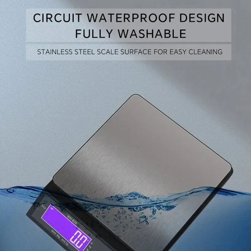 Balance de Cuisine Électronique 5kg/10kg en Acier Inoxydable avec Écran LCD