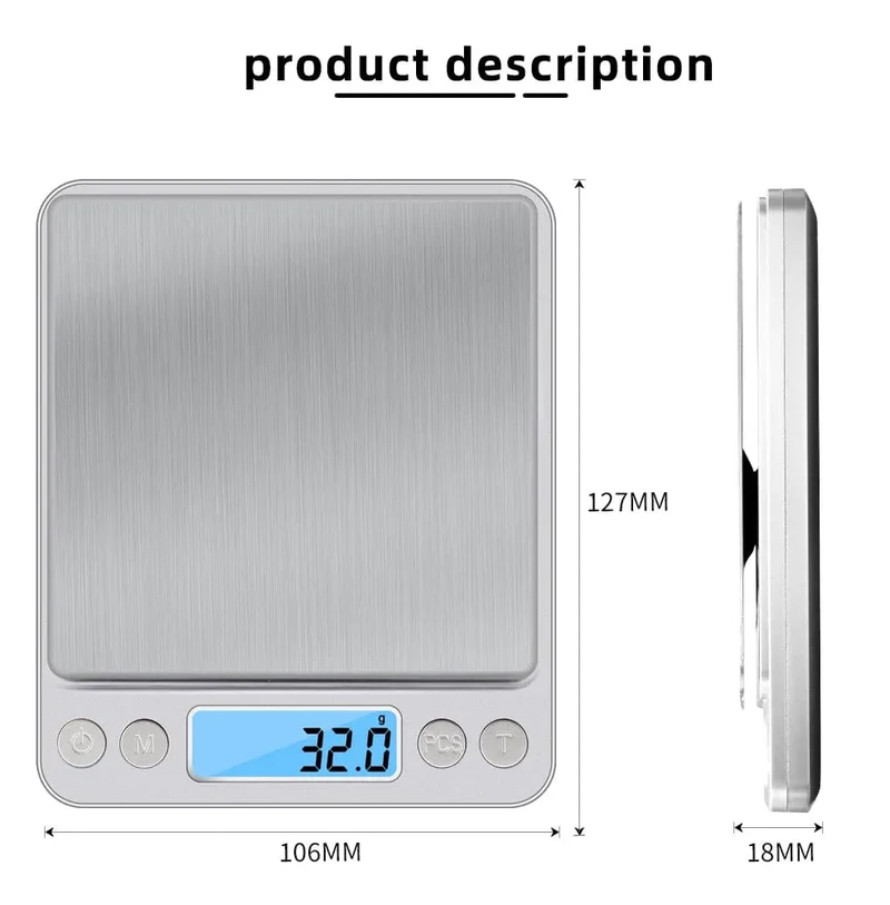 Balance de précision digitale 3000g 0.1g LCD Cuisine Alimentaire 3Kg
