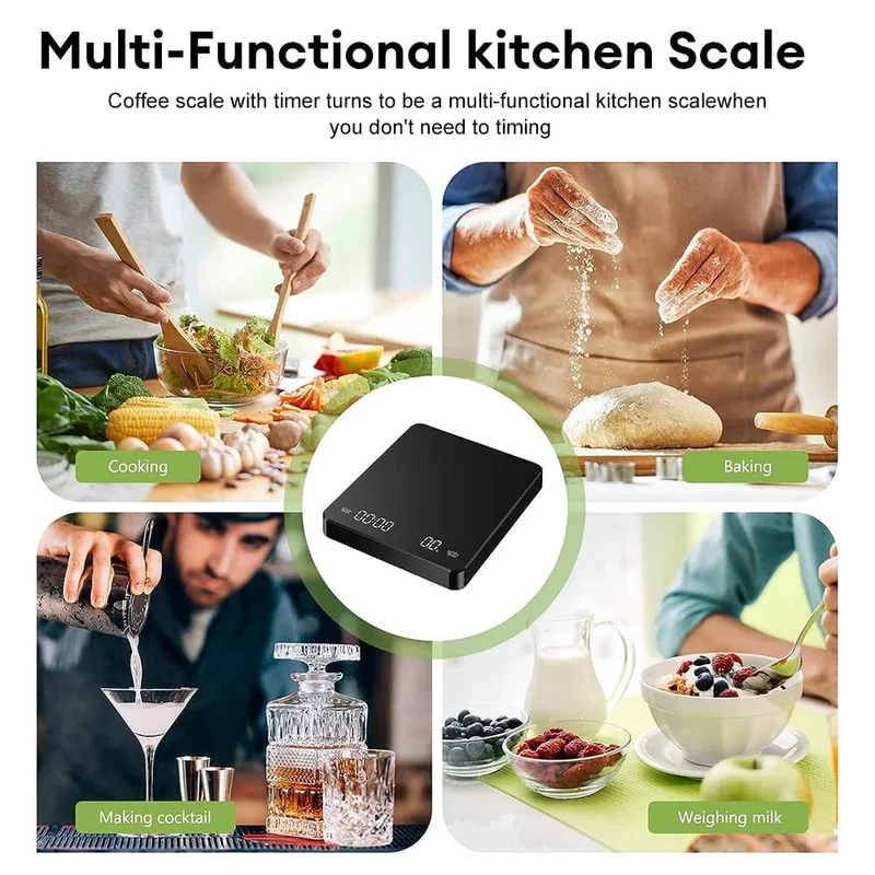 Balance de Cuisine Digitale avec Minuteur LED - Écran LED - USB
