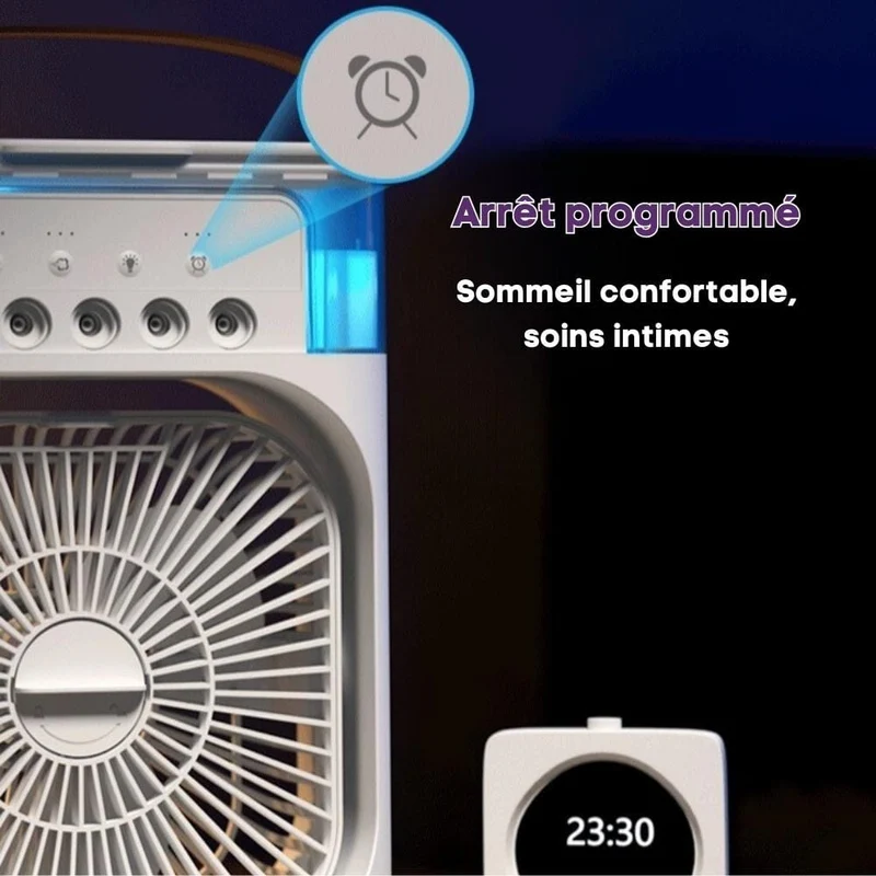 Mini Rafraîchisseur d'Air 3-en-1 — Ventilateur, Brumisateur, Humidificateur (USB)