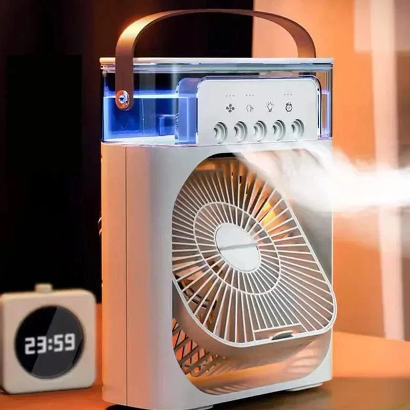 Mini Rafraîchisseur d'Air 3-en-1 — Ventilateur, Brumisateur, Humidificateur (USB)