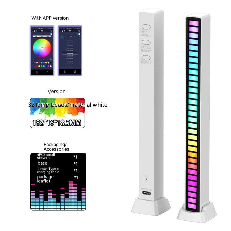 Barre lumineuse LED 16 ou 32 LED RGB pour lumières d'ambiance et musique