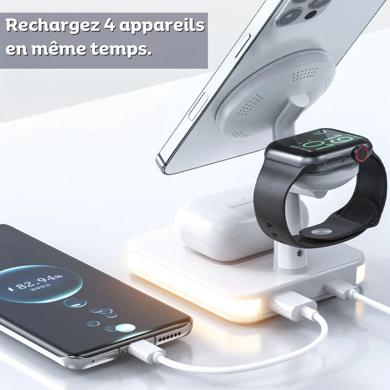 Chargeur Sans Fil Apple MadDock : Rechargez 4 appareils en même temps ! (Mieux que le MagSafe)