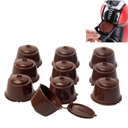 Capsule Café Réutilisable Dolce Gusto Lot de 10 Avec Cuillère et Brosse