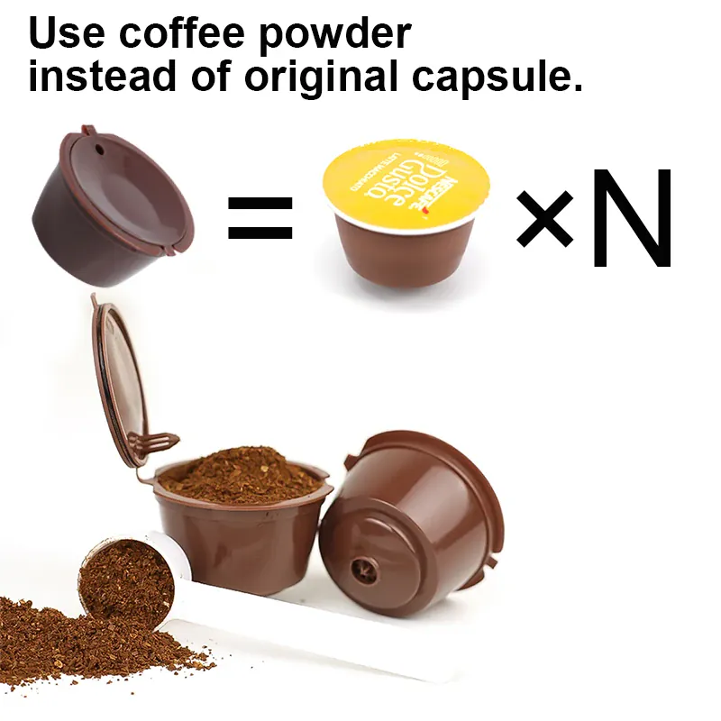 Capsule Café Réutilisable Dolce Gusto Lot de 10 Avec Cuillère et Brosse