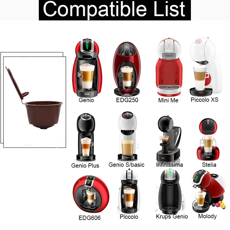 Capsule Café Réutilisable Dolce Gusto Lot de 10 Avec Cuillère et Brosse