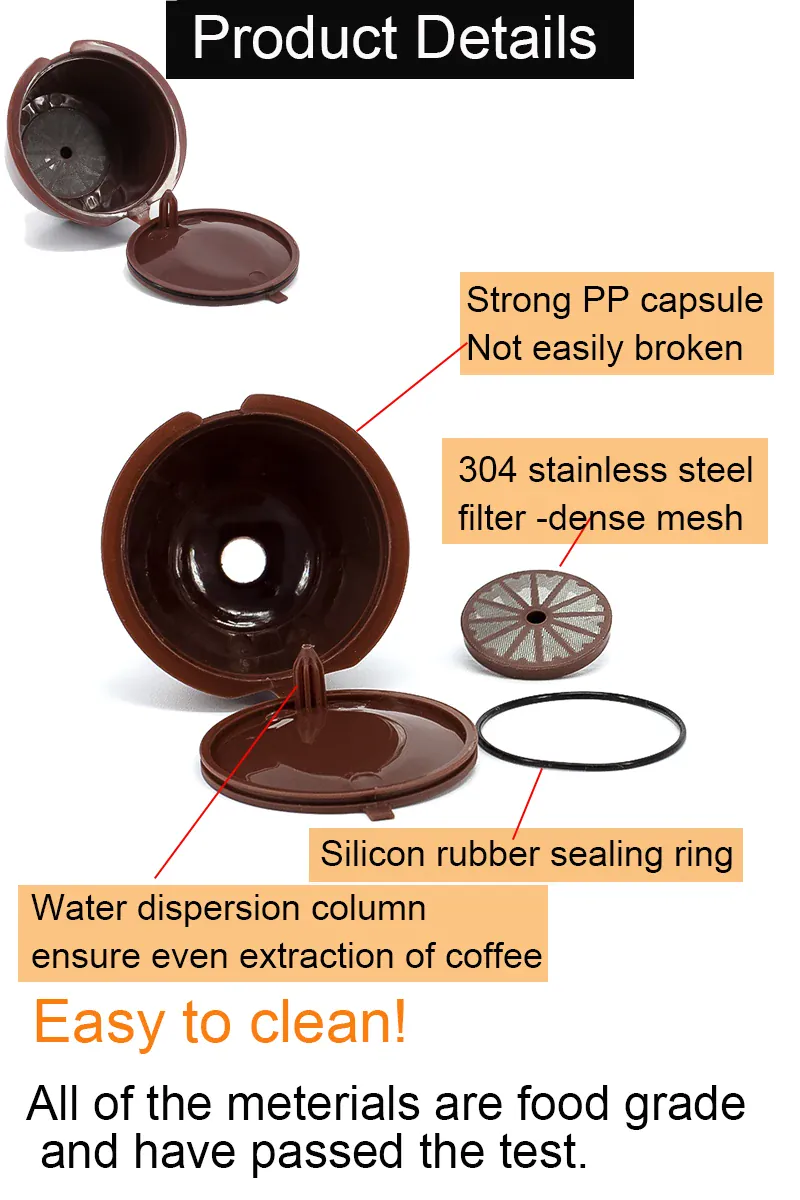 Capsule Café Réutilisable Dolce Gusto Lot de 10 Avec Cuillère et Brosse