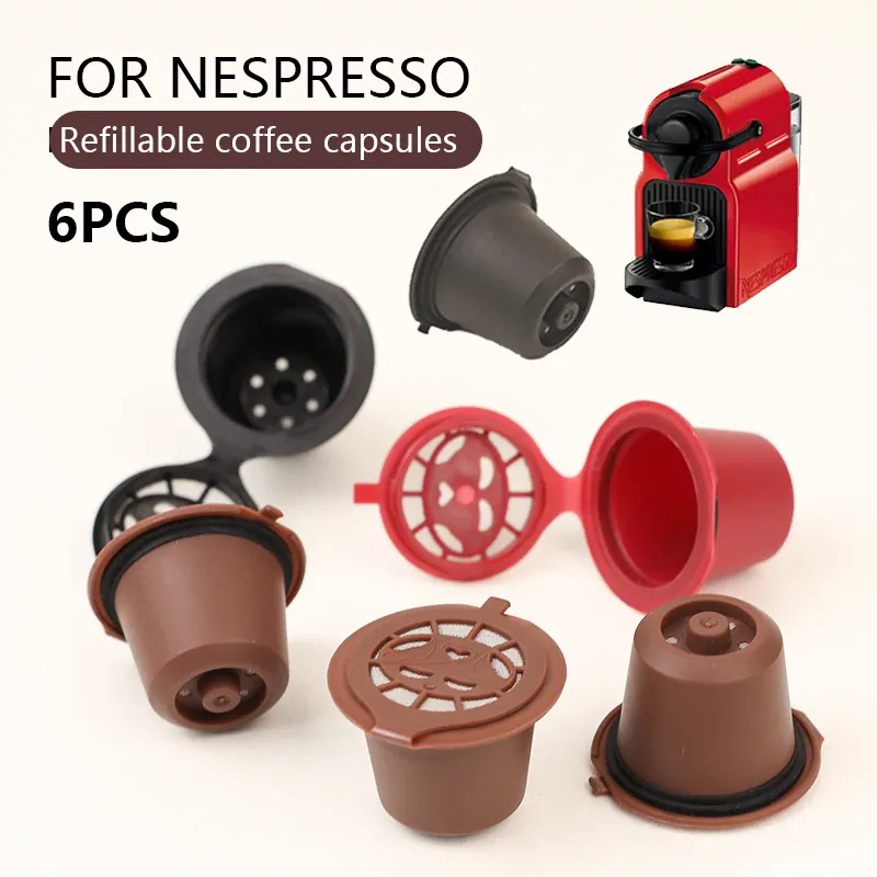 Capsules de Café Réutilisables Compatible Nespresso — Lot de 3 ou 6 Pièces avec Cuillère et Brosse