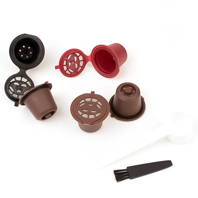 Capsules de Café Réutilisables Compatible Nespresso — Lot de 3 ou 6 Pièces avec Cuillère et Brosse