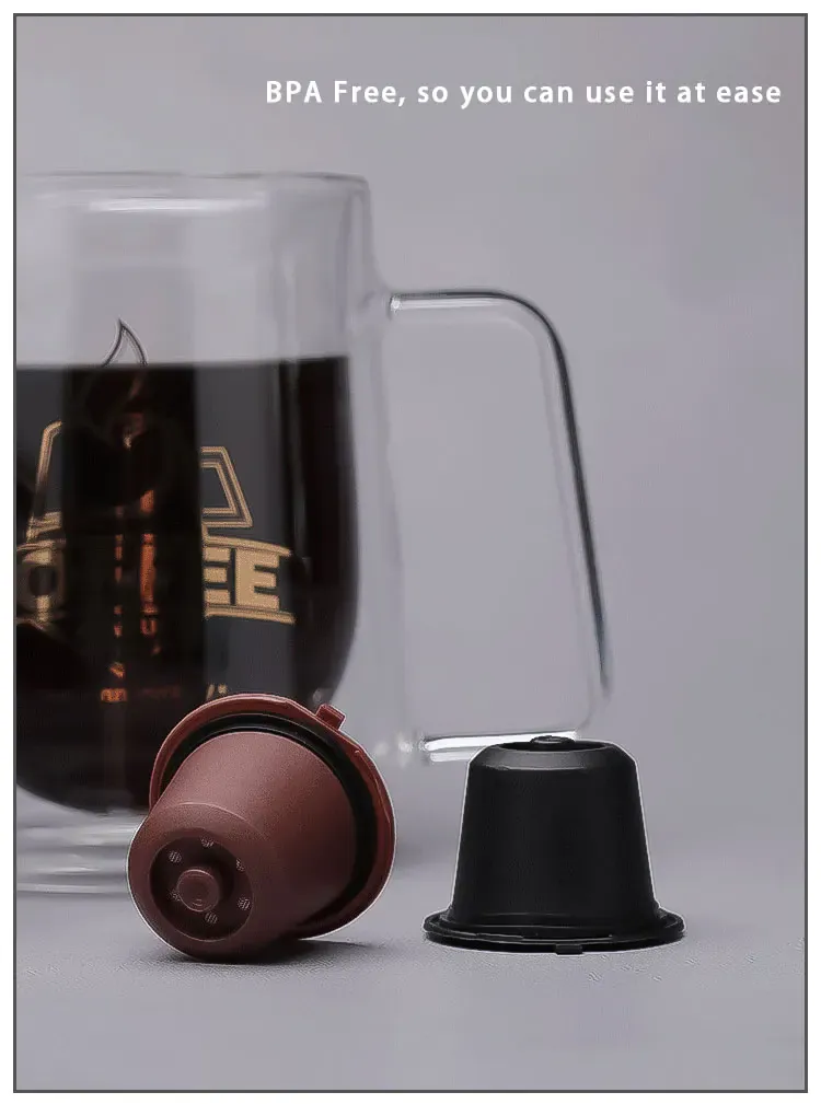 Capsules de Café Réutilisables Compatible Nespresso — Lot de 3 ou 6 Pièces avec Cuillère et Brosse