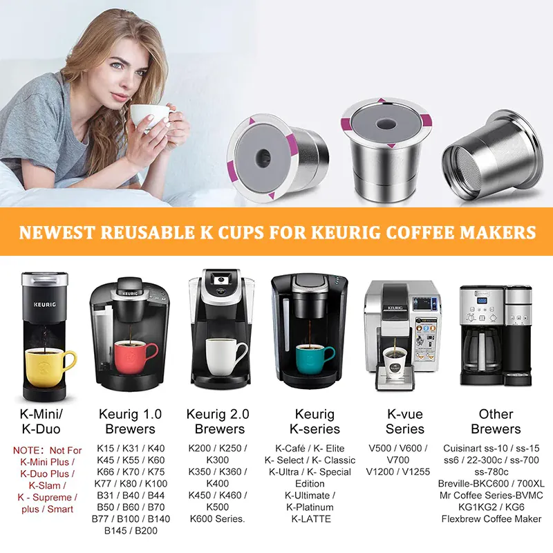 K-Cup Inox Réutilisable - Lot de 2 Compatible avec Keurig