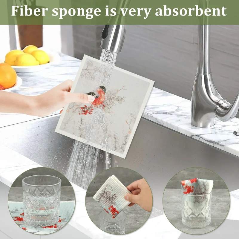 Torchons en Coton Cellulosique Absorbants - Lot de 6 Pièces