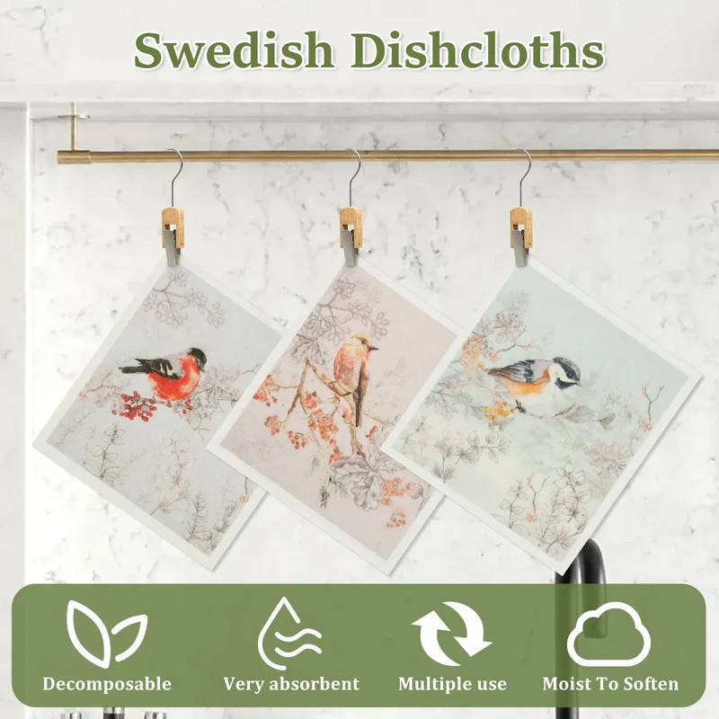 Torchons en Coton Cellulosique Absorbants - Lot de 6 Pièces