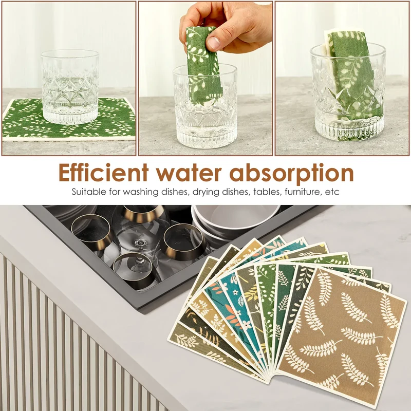 Torchons en Coton Cellulosique Absorbants - Lot de 6 Pièces