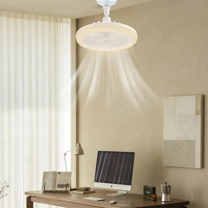 Ventilateur de Plafond avec Lampe LED E27 — 2-en-1, 3 Vitesses, Variateur & Télécommande