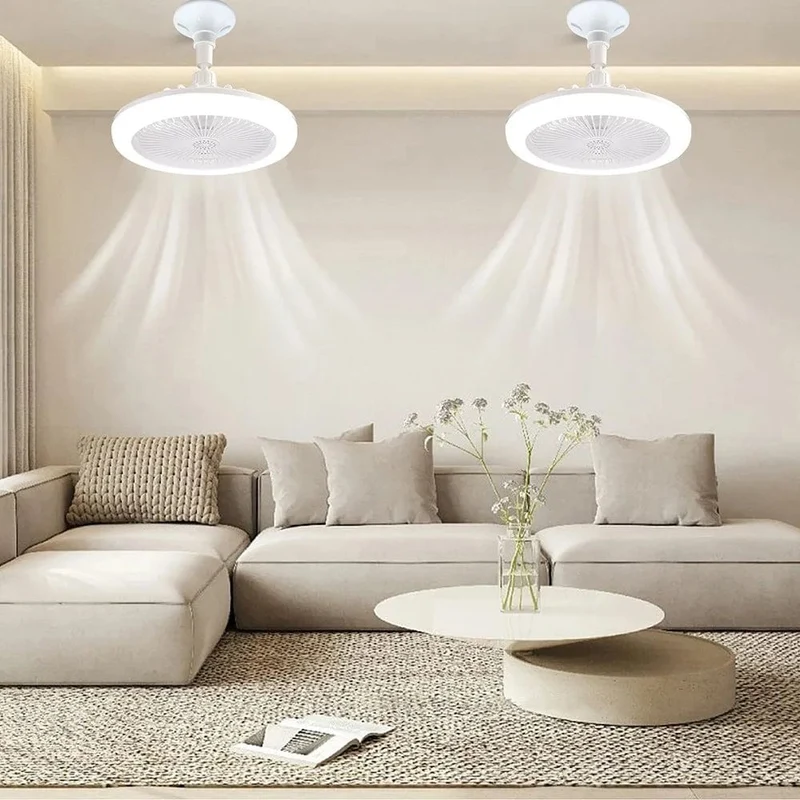 Ventilateur de Plafond avec Lampe LED E27 — 2-en-1, 3 Vitesses, Variateur & Télécommande